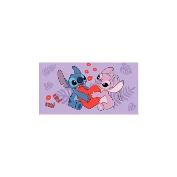 Prosop pentru copii mov din bumbac 70x140 cm Lilo and Stitch 