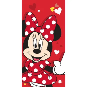 Prosop pentru copii rosu din bumbac 70x140 cm Minnie 