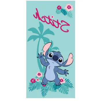 Prosop pentru copii turcoaz din microfibra 70x140 cm Lilo and Stitch 