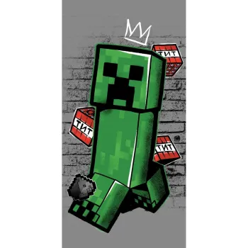 Prosop pentru copii verde/gri din bumbac 70x140 cm Minecraft 