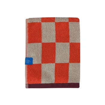 Prosop portocaliu/bej din bumbac organic din frotir 50x90 cm Retro aEURMette Ditmer Denmark imagine