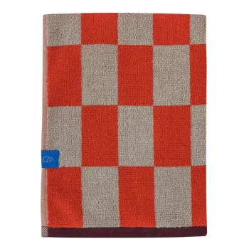 Prosop portocaliu/bej din bumbac organic din frotir 70x133 cm Retro aEURMette Ditmer Denmark imagine