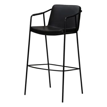 Scaun bar cu husa din piele artificiala DAN-FORM Denmark Boto, negru, inaltime 95 cm imagine