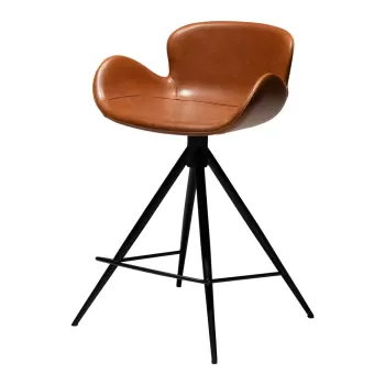 Scaun bar din piele ecologica DAN-FORM Denmark Gaia, inaltime 87 cm, maro coniac imagine