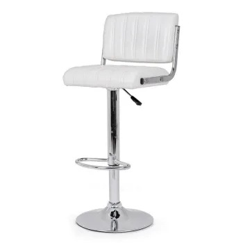 Scaun de bar alb cu inaltime ajustabila/rotativ din imitatie de piele Barclay - Bizzotto imagine