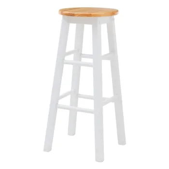 Scaun de bar alb/in culoare naturala din lemn de arbore de cauciuc (inaltime sezut 74 cm) Chester - Premier Housewares imagine