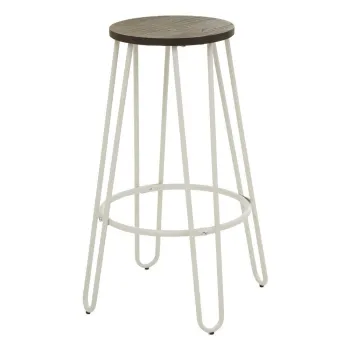 Scaun de bar alb/in culoare naturala din lemn de ulm (inaltime sezut 75 cm) District - Premier Housewares imagine
