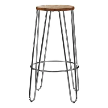 Scaun de bar argintiu/in culoare naturala din lemn de ulm (inaltime sezut 75 cm) District - Premier Housewares imagine