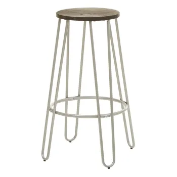 Scaun de bar argintiu/in culoare naturala din lemn de ulm (inaltime sezut 75 cm) District - Premier Housewares imagine