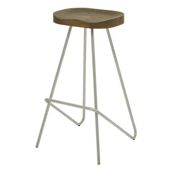 Scaun de bar argintiu/in culoare naturala din lemn de ulm (inaltime sezut 78 cm) District - Premier Housewares imagine