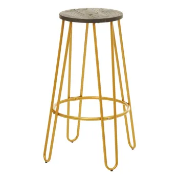 Scaun de bar auriu/in culoare naturala din lemn de ulm (inaltime sezut 75 cm) District - Premier Housewares imagine