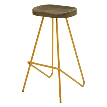 Scaun de bar auriu/in culoare naturala din lemn de ulm (inaltime sezut 78 cm) District - Premier Housewares imagine
