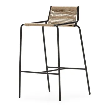 Scaun de bar bej din metal (inaltime sezut 65 cm) Emily - Marckeric imagine