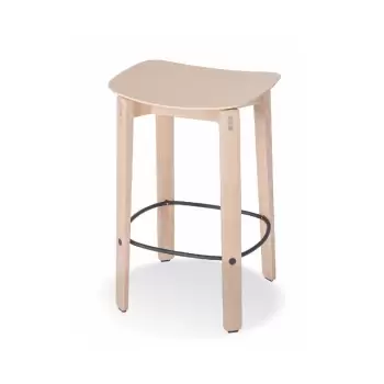 Scaun de bar din lemn de stejar Gazzda Nora, natural, inaltime joasa imagine