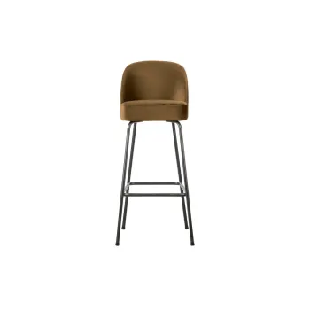 Scaun de bar galben mustar din catifea (inaltime sezut 79 cm) Vogue - WOOOD imagine