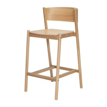 Scaun de bar in culoare naturala cu aspect de lemn de stejar (inaltime sezut 75 cm) Oblique - Hubsch imagine
