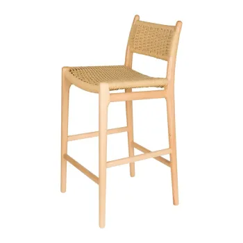 Scaun de bar in culoare naturala deschisa din lemn de fag (inaltime sezut 67,5 cm) Cecile - Dutchbone imagine