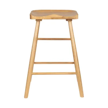 Scaun de bar in culoare naturala din lemn masiv de stejar 64 cm Vander - White Label imagine