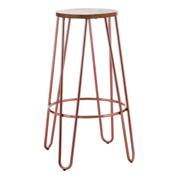 Scaun de bar in culoare naturala/roz auriu din lemn de ulm (inaltime sezut 75 cm) District - Premier Housewares imagine