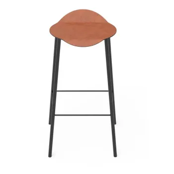 Scaun de bar maro coniac din piele Flamingo Bull - LIND DNA imagine