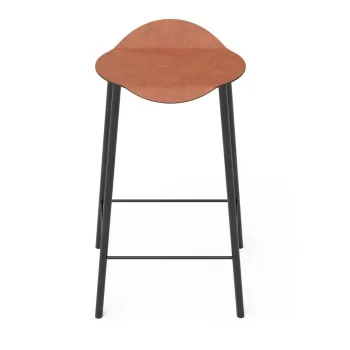 Scaun de bar maro coniac din piele Flamingo Bull - LIND DNA imagine