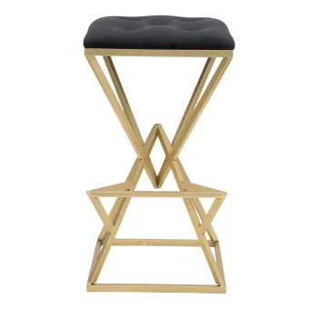 Scaun de bar negru/auriu din catifea 75 cm Piramid - Mauro Ferretti imagine