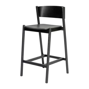 Scaun de bar negru cu aspect de lemn de stejar (inaltime sezut 75 cm) Oblique - Hubsch imagine