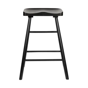 Scaun de bar negru din lemn masiv de stejar 64 cm Vander - White Label imagine