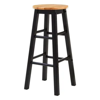 Scaun de bar negru/in culoare naturala din lemn de arbore de cauciuc (inaltime sezut 74 cm) Chester - Premier Housewares imagine