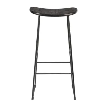 Scaun de bar negru lemn masiv de tec 80 cm Tangle - White Label imagine