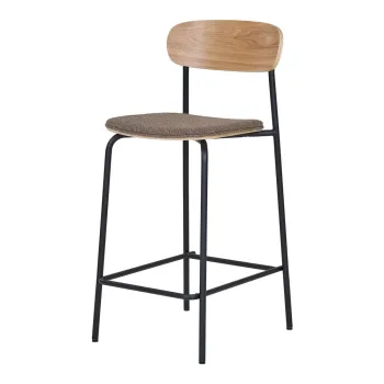 Scaun de bar negru/maro stivuibil cu aspect de lemn de frasin (inaltime sezut 66 cm) Estepona - House Nordic imagine