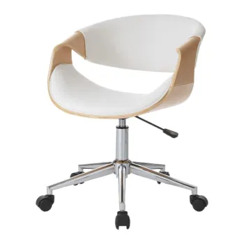 Scaun de birou alb-in culoare naturala din imitatie de piele Visby - Tomasucci imagine