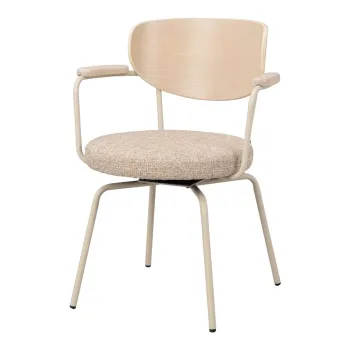 Scaun de dining bej/crem cu cotiere din metal Merrick - Rowico imagine