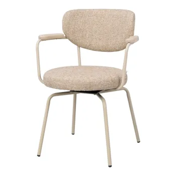 Scaun de dining bej/crem cu cotiere din metal Merrick - Rowico imagine