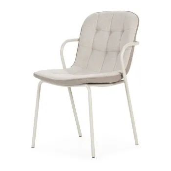 Scaun de dining bej cu cotiere tapitat Angie - Marckeric imagine