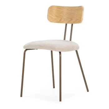 Scaun de dining bej/in culoare naturala tapitat Olimpia - MOME imagine