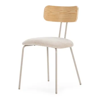 Scaun de dining bej/in culoare naturala tapitat Olimpia - MOME imagine