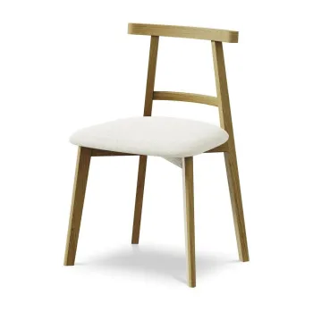 Scaun de dining crem din lemn masiv Ohelo aEURMakamii imagine