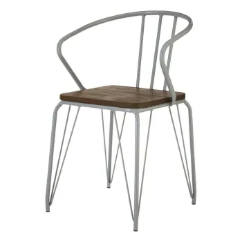 Scaun de dining gri/in culoare naturala inchisa din lemn de ulm District - Premier Housewares imagine