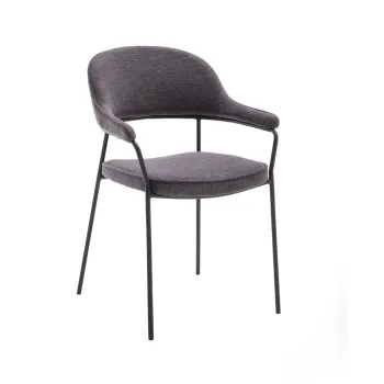 Scaun de dining gri inchis cu cotiere Kindersley - Unique Furniture imagine