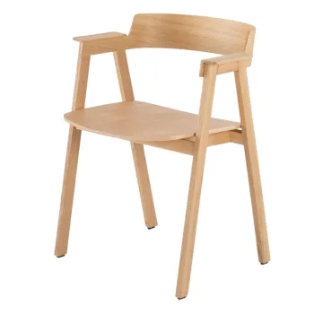 Scaun de dining in culoare naturala cu cotiere din lemn de stejar Flip - Gazzda imagine