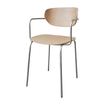 Scaun de dining in culoare naturala deschisa cu cotiere/stivuibil din metal Arch - Hubsch imagine
