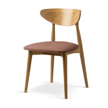 Scaun de dining in culoare naturala/roz prafuit stivuibil din lemn de fag Leon - Micadoni imagine