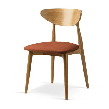 Scaun de dining in culoare naturala/teracota stivuibil din lemn de fag Leon - Micadoni imagine