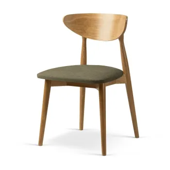 Scaun de dining kaki/in culoare naturala stivuibil din lemn de fag Leon - Micadoni imagine