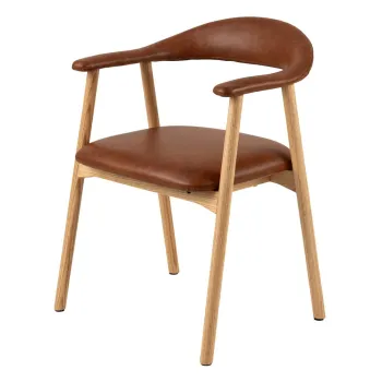 Scaun de dining maro coniac/in culoare naturala din imitatie de piele Addi - Actona imagine