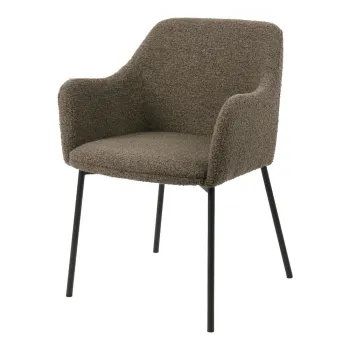 Scaun de dining maro cu cotiere tapitat Melilla - House Nordic imagine