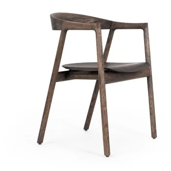 Scaun de dining maro din lemn de stejar Muna - Gazzda imagine