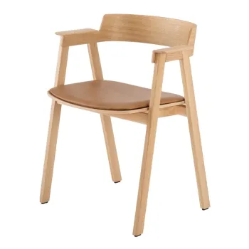 Scaun de dining maro/in culoare naturala cu cotiere din piele Flip - Gazzda imagine