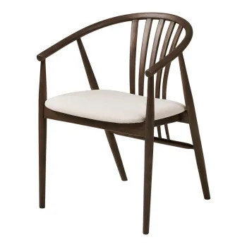 Scaun de dining maro inchis cu cotiere din lemn de stejar Agustin - House Nordic imagine